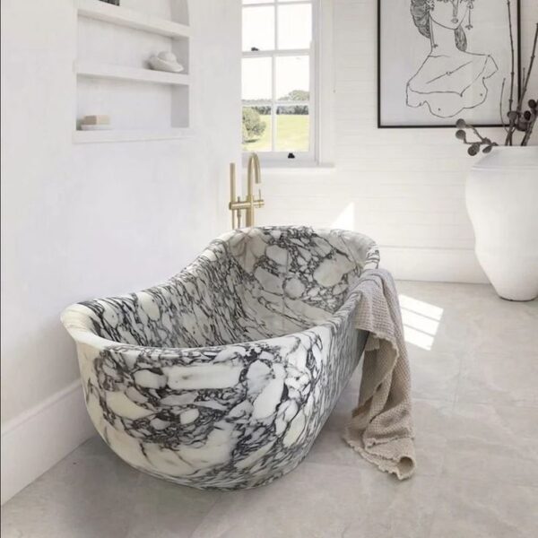 Buy Calacatta Viola marble bathtub online – premium stone bathtub India