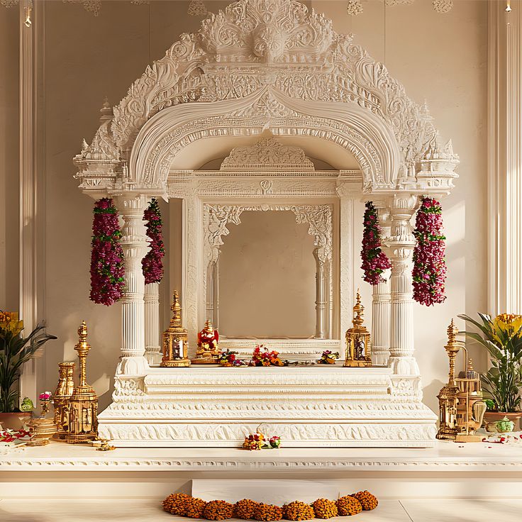 Auspicious Marble Temple Ideas for Pooja Room