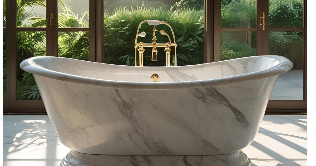 Luxury bathroom with custom-made marble bathtub