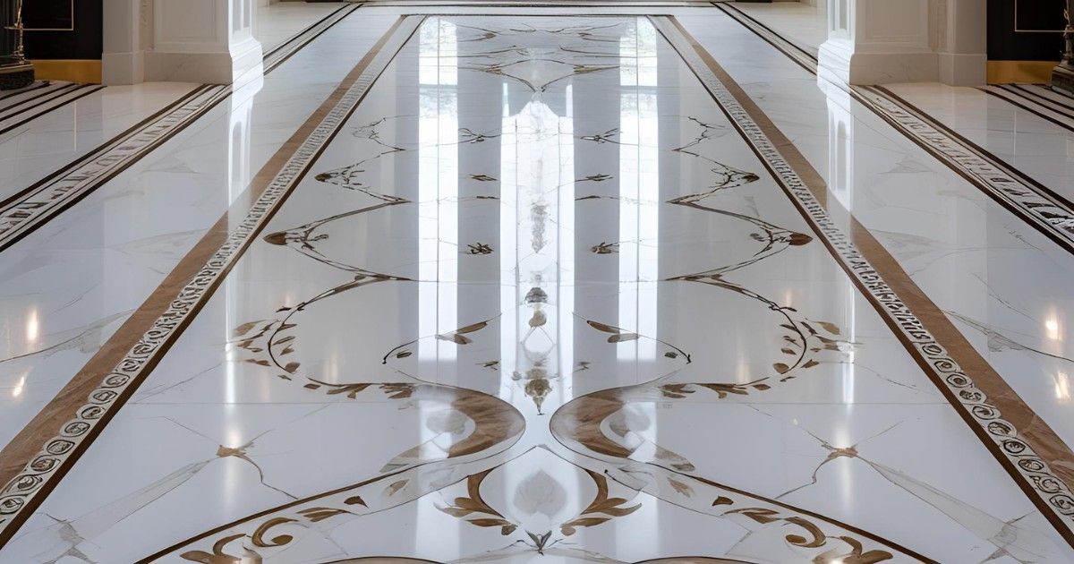 Luxurious marble inlay flooring and wall designs for homes