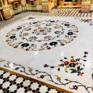 Elegant marble inlay work on stairs and floors for customized luxury interior decor