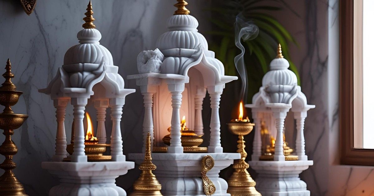 Modern marble temple ideas for home pooja room