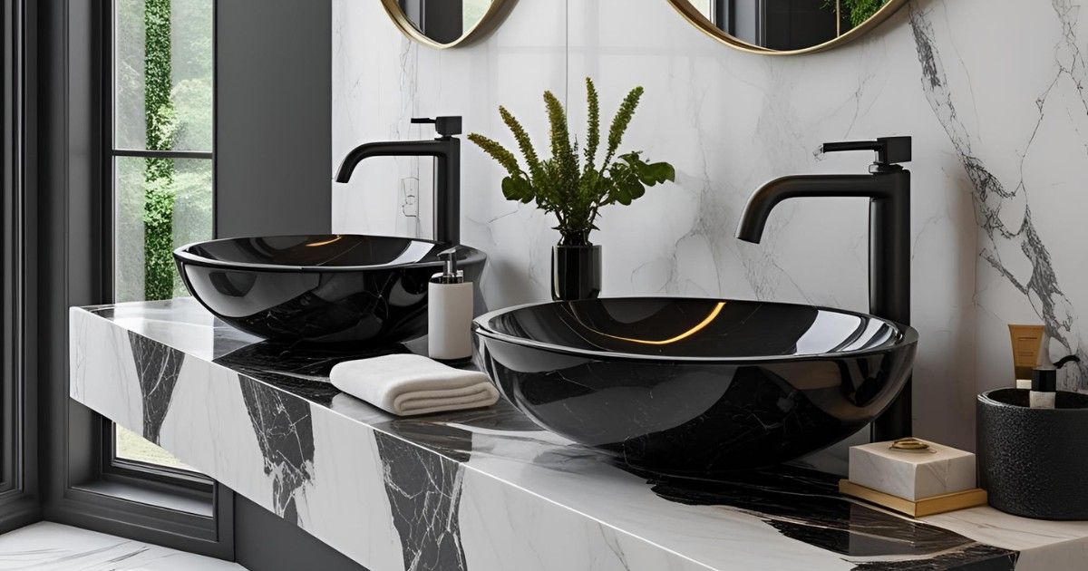 Modern marble washbasin for royal bathroom interiors