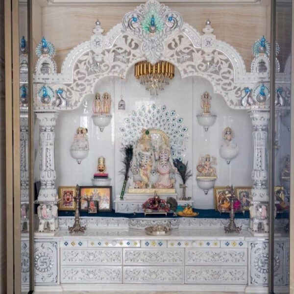 1 (3) Custom white marble mandir for home in Delhi NCR made from super white marble