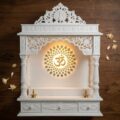 compact white marble mandir for home